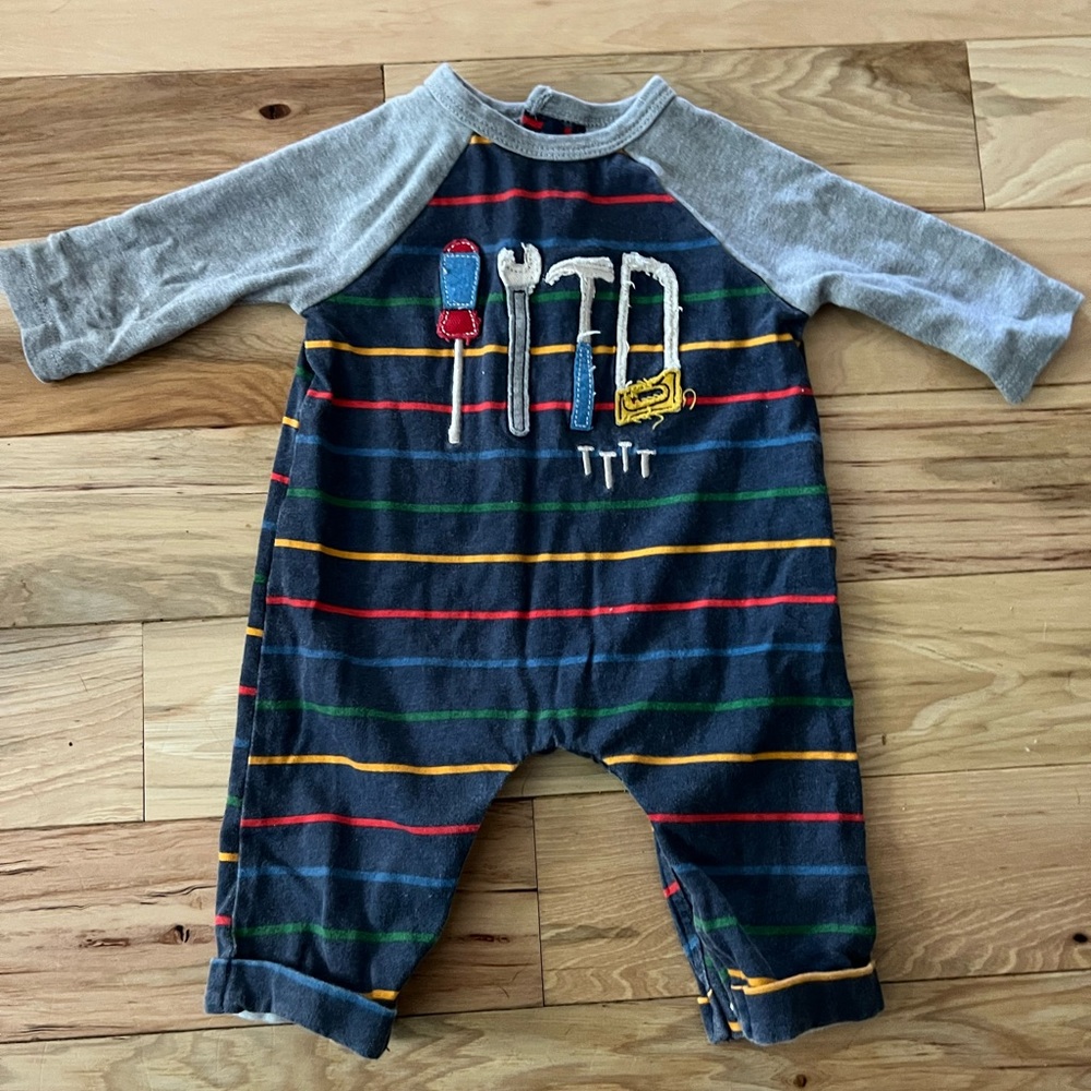 Mud Pie Gray and Colorful Striped Kids Footie